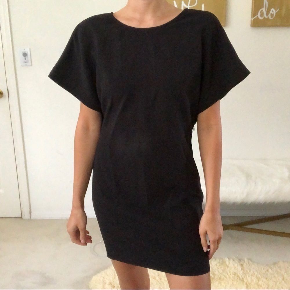 NWT IRO black short sleeve dress lace up back